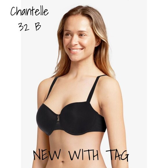 Chantelle Chic Essential Balconette Black Memory Foam Bra 32B  New With Tag - Picture 1 of 3